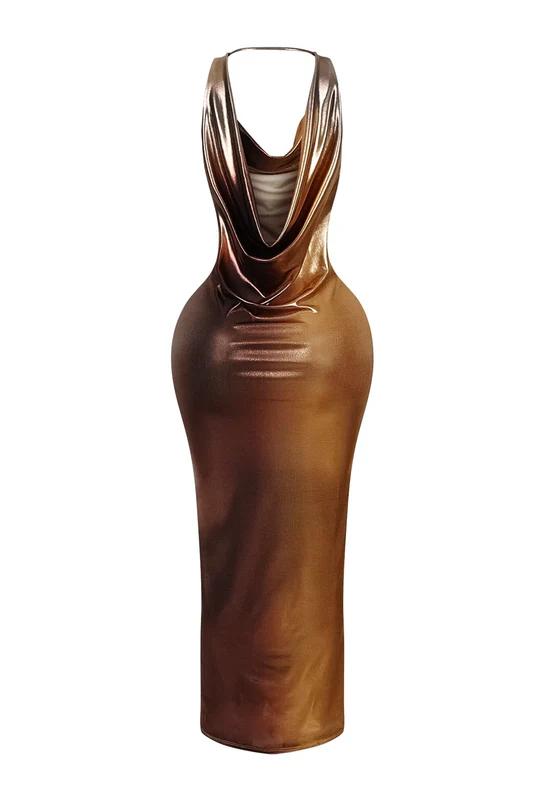 Front & Back Cowl Drop Maxi Dress