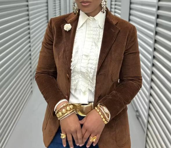 Brown floral formal & casual blazer