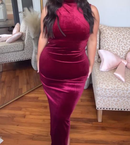 Red velvet hip dress