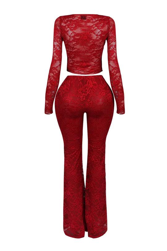 Lace Top & Wide Pants SET