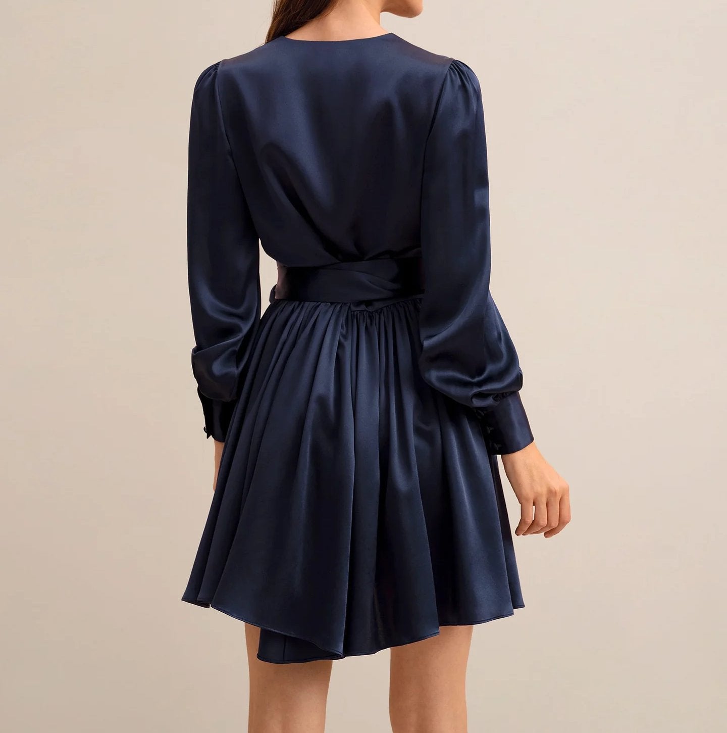 Women's V Neck Silk Wrap Dress
