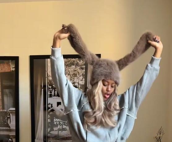 Imitation mink long ear rabbit hat