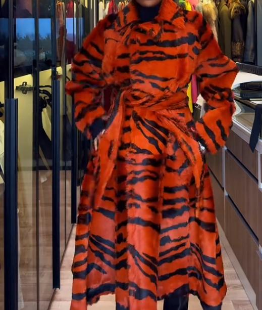 Wool tiger print coat
