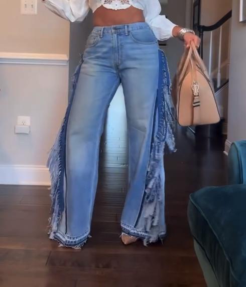 Fringed statement jeans