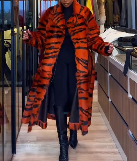 Wool tiger print coat