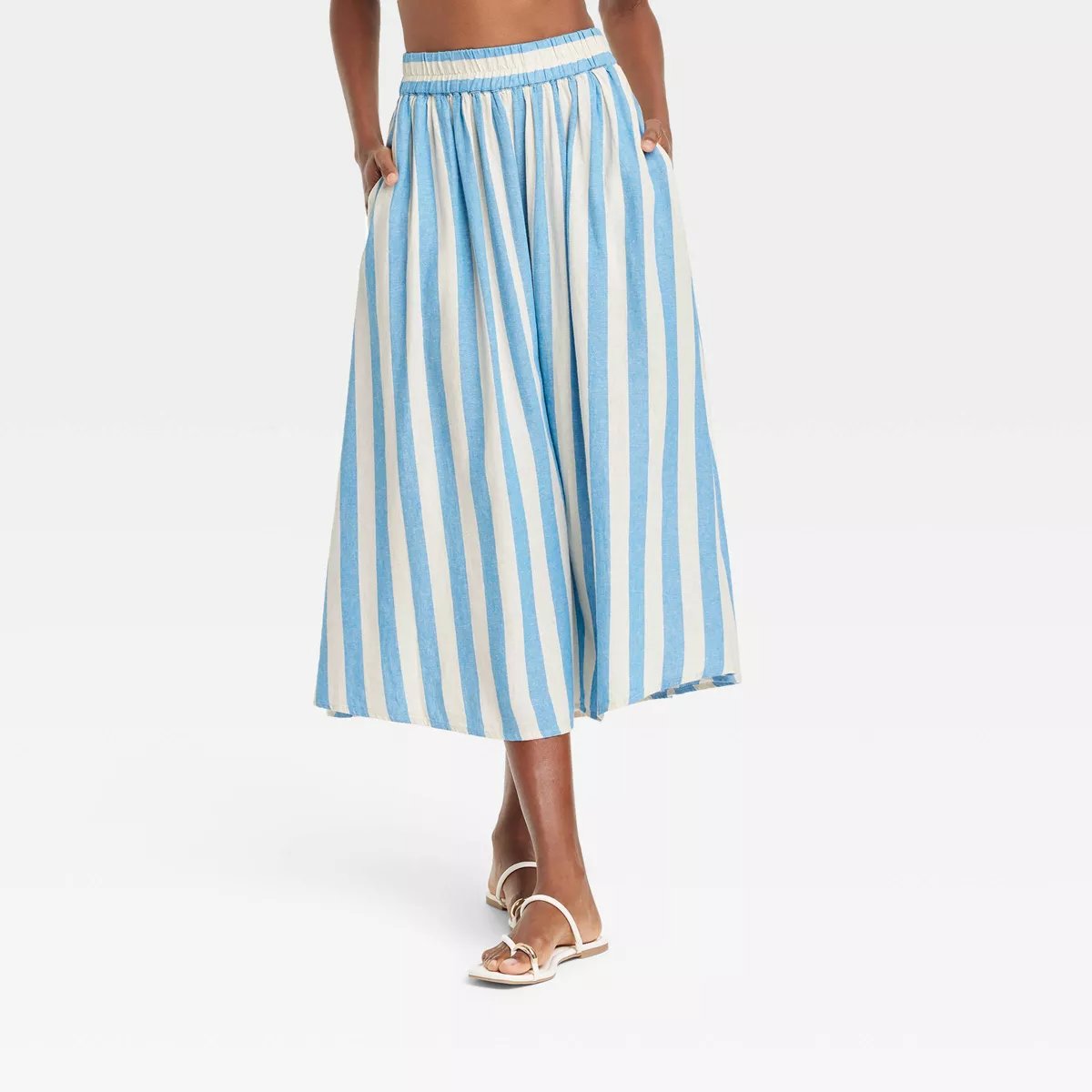 Linen midi picnic skirt