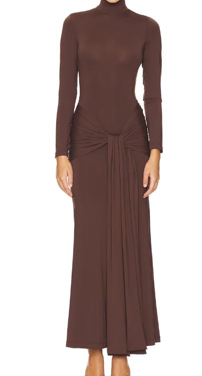 High neck draped strappy dress