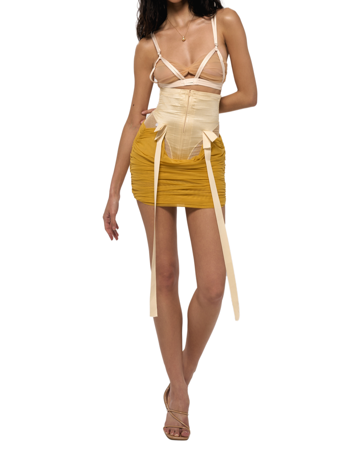 waist pleated hip skirt