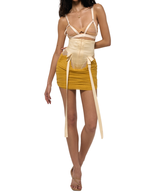 waist pleated hip skirt