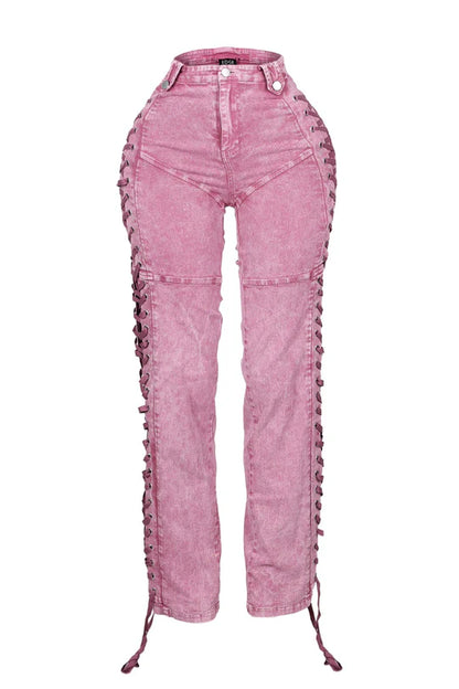 Drawstring jeans trousers