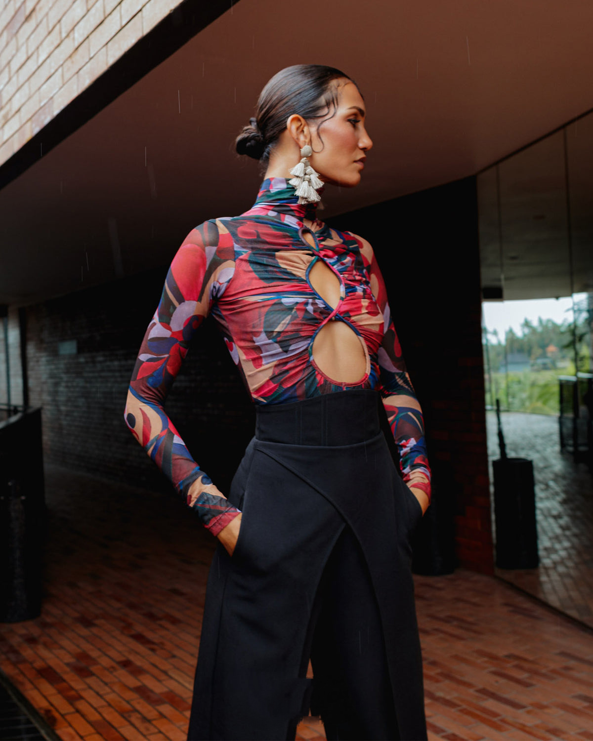 Wide-leg wrap pants