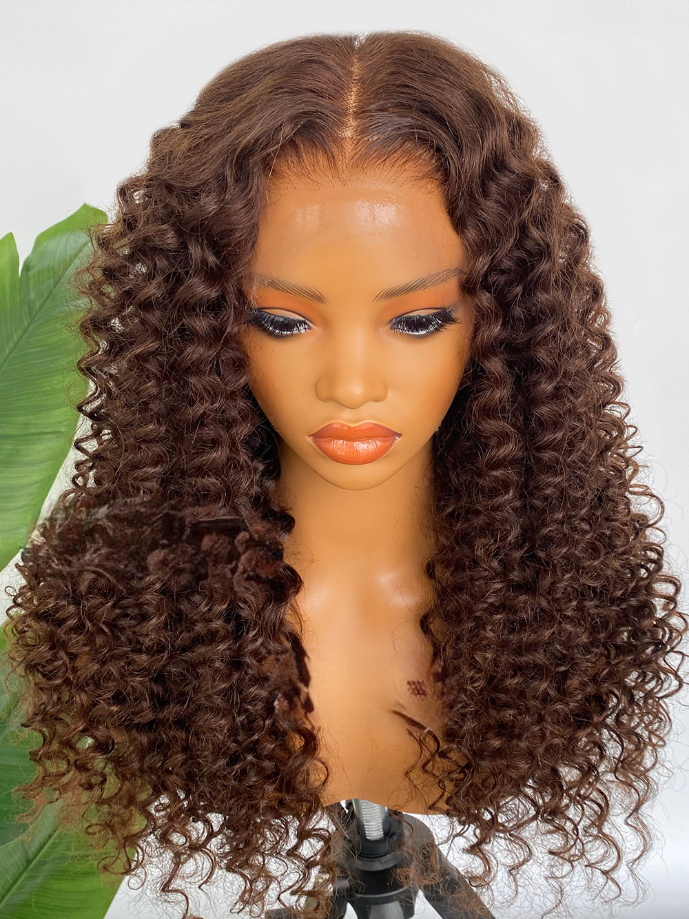 Sweet Brown Wand Curls Invisible Drawstring Fit Glueless 360 HD Lace Wig