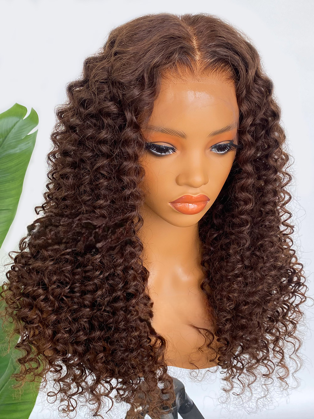 Sweet Brown Wand Curls Invisible Drawstring Fit Glueless 360 HD Lace Wig