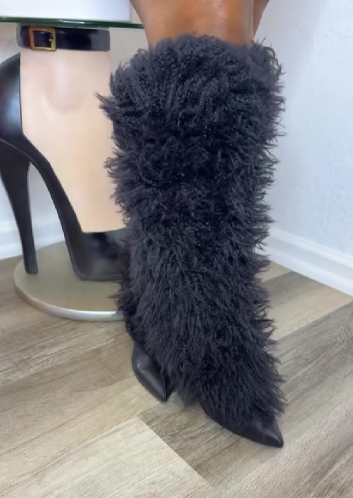 Shearling over-the-knee boots