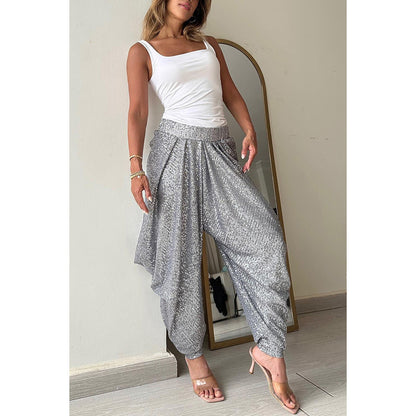 Elastic waist casual sequined bloomers