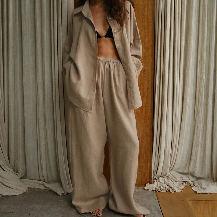 Linen shirt + straight pants set