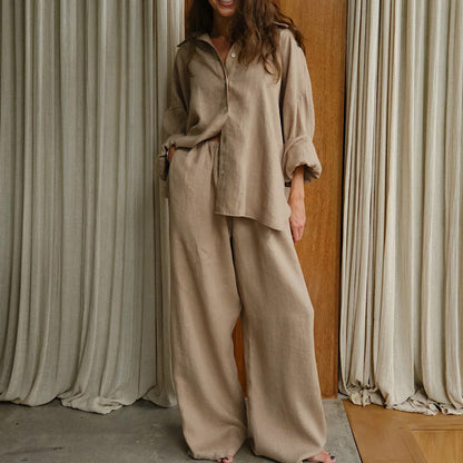 Linen shirt + straight pants set