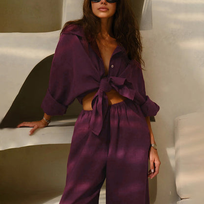 Linen shirt + straight pants set