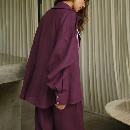 Linen shirt + straight pants set