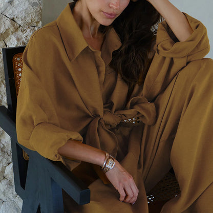 Linen shirt + straight pants set