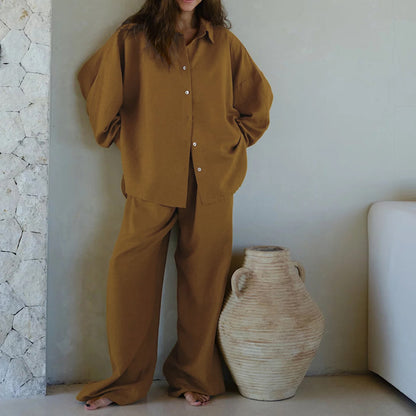 Linen shirt + straight pants set