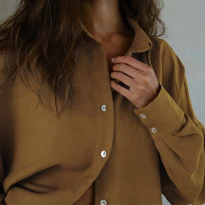 Linen shirt + straight pants set