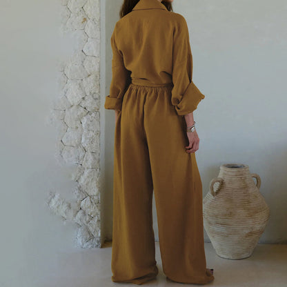 Linen shirt + straight pants set