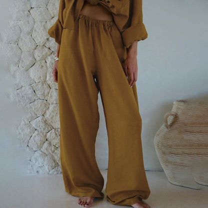 Linen shirt + straight pants set