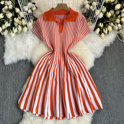 Ruffled knit fit and flare mini dress