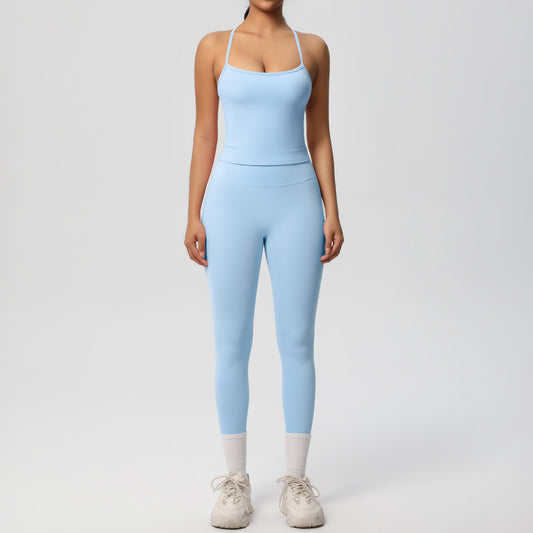 Belly-controlling high waist sports sling yoga suit