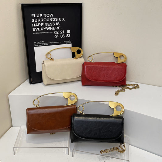Women's paper clip bag handbag crossbody chain bag
