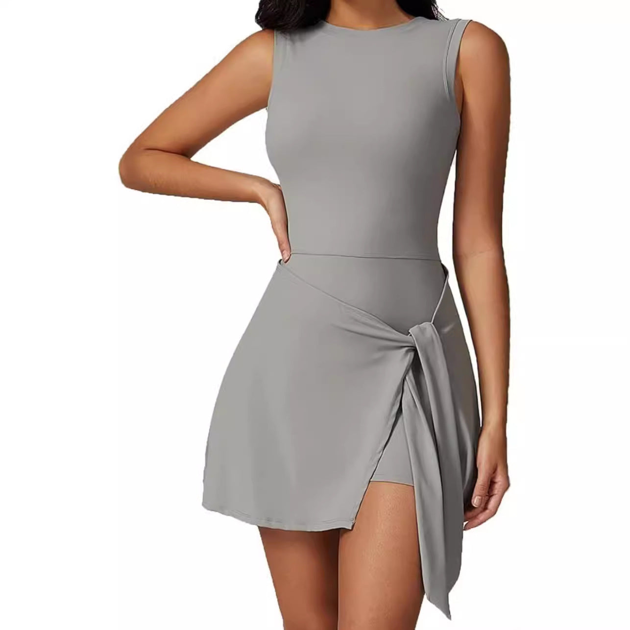 Fake two-piece anti-exposure tight sports dress