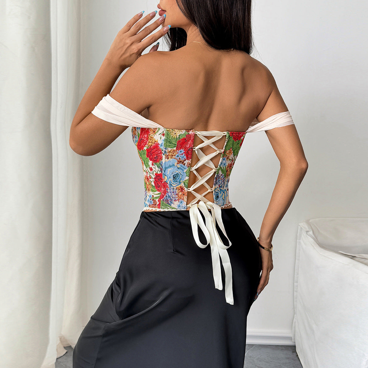 Vintage French Jacquard Wrap-Breasted Herringbone Vest