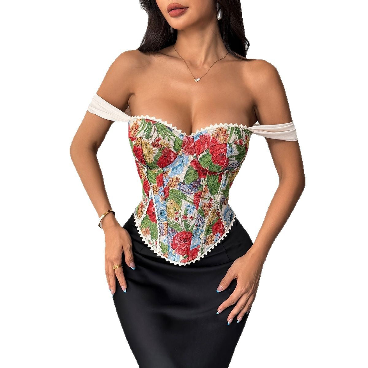 Vintage French Jacquard Wrap-Breasted Herringbone Vest