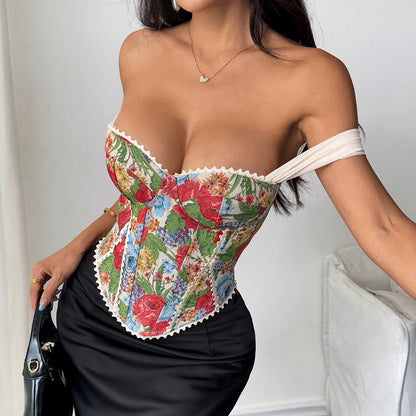 Vintage French Jacquard Wrap-Breasted Herringbone Vest