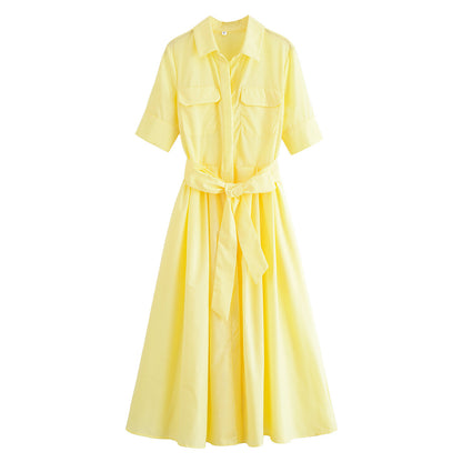 Short-sleeved elegant poplin dress
