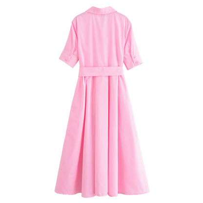 Short-sleeved elegant poplin dress