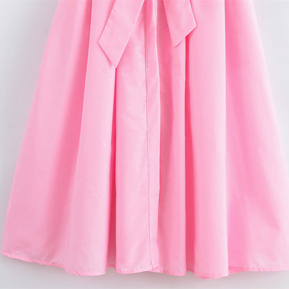 Short-sleeved elegant poplin dress