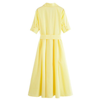 Short-sleeved elegant poplin dress