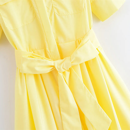 Short-sleeved elegant poplin dress