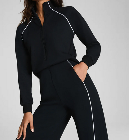 Long-sleeved half-zip jumpsuit