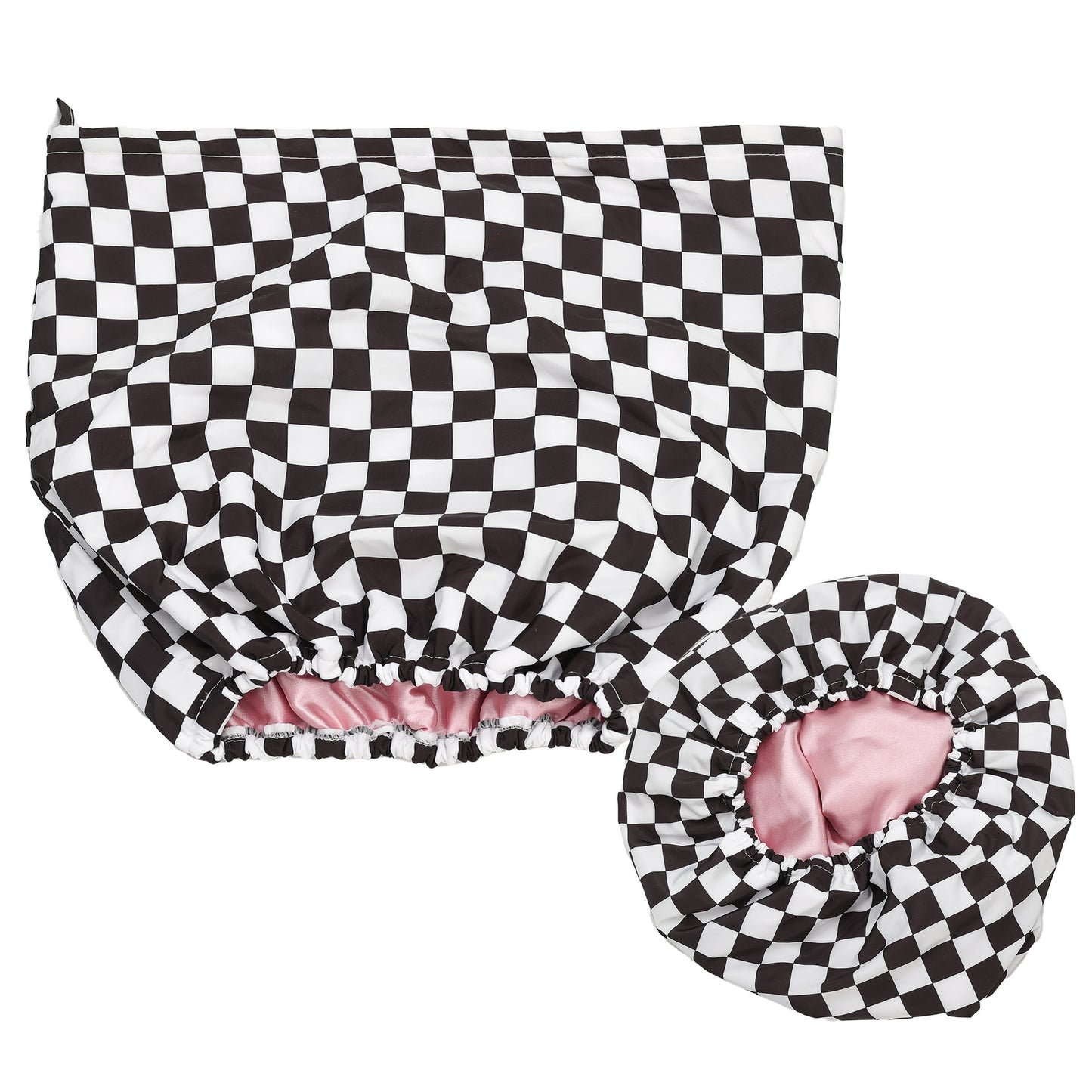 Silk Lined Plaid Shower Cap High-end Hair Care Cap