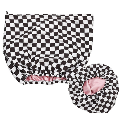 Silk Lined Plaid Shower Cap High-end Hair Care Cap