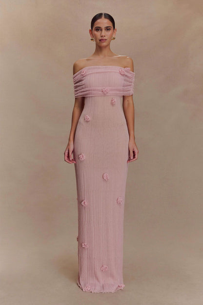 Women's slim-fitting three-dimensional flower hip skirt one-shoulder evening dress long skirt