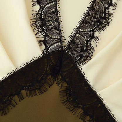 Contrast lace satin dress