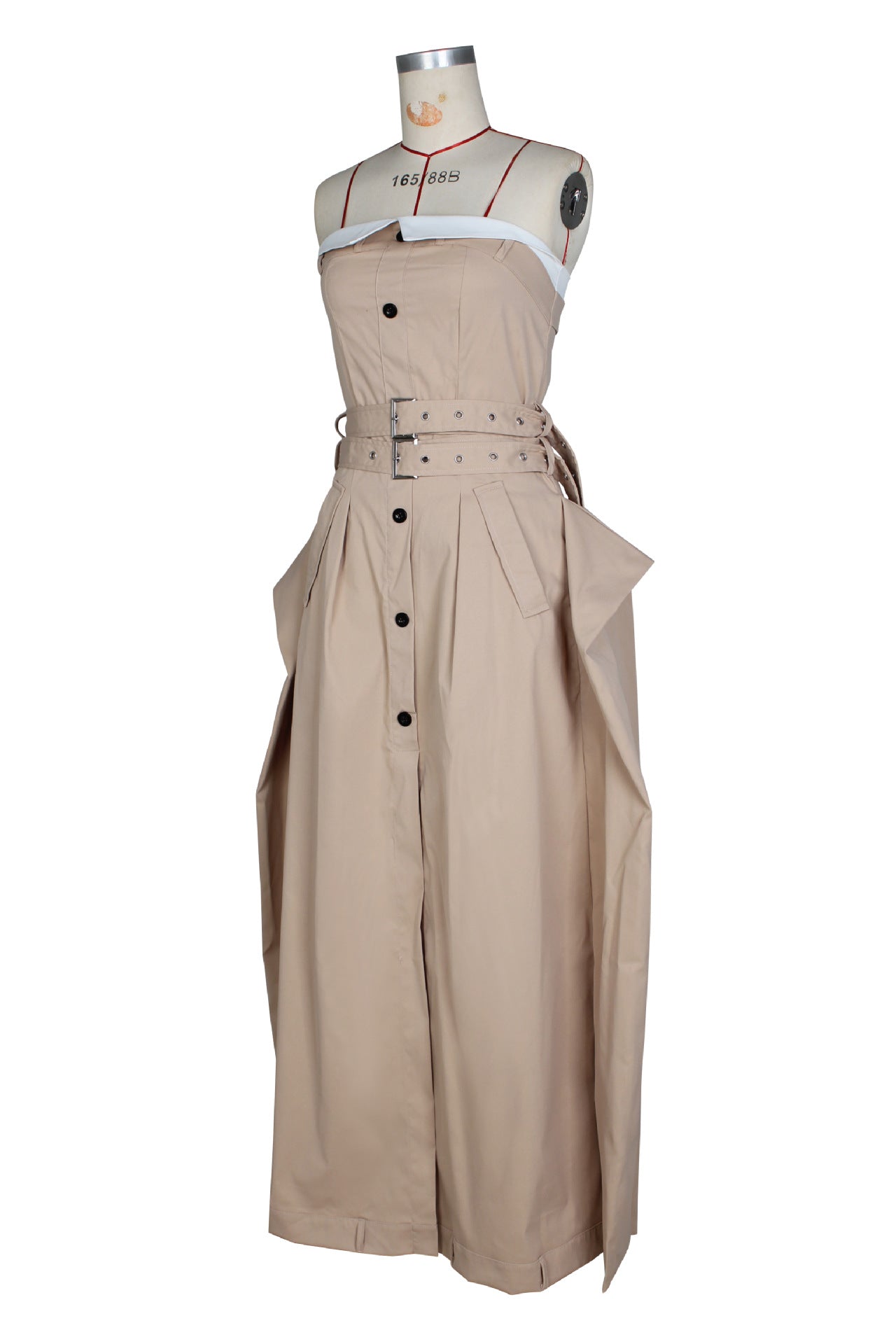 Single-breasted double-belt wrap dress with a wide skirt
