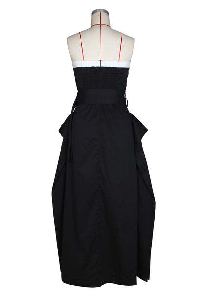 Single-breasted double-belt wrap dress with a wide skirt