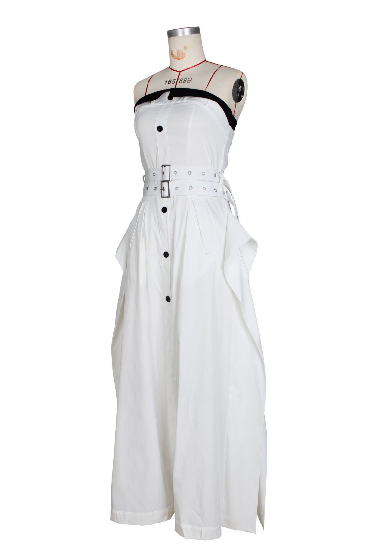 Single-breasted double-belt wrap dress with a wide skirt