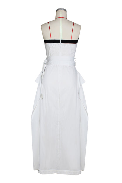Single-breasted double-belt wrap dress with a wide skirt