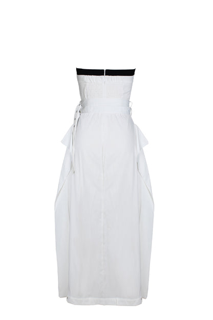 Single-breasted double-belt wrap dress with a wide skirt